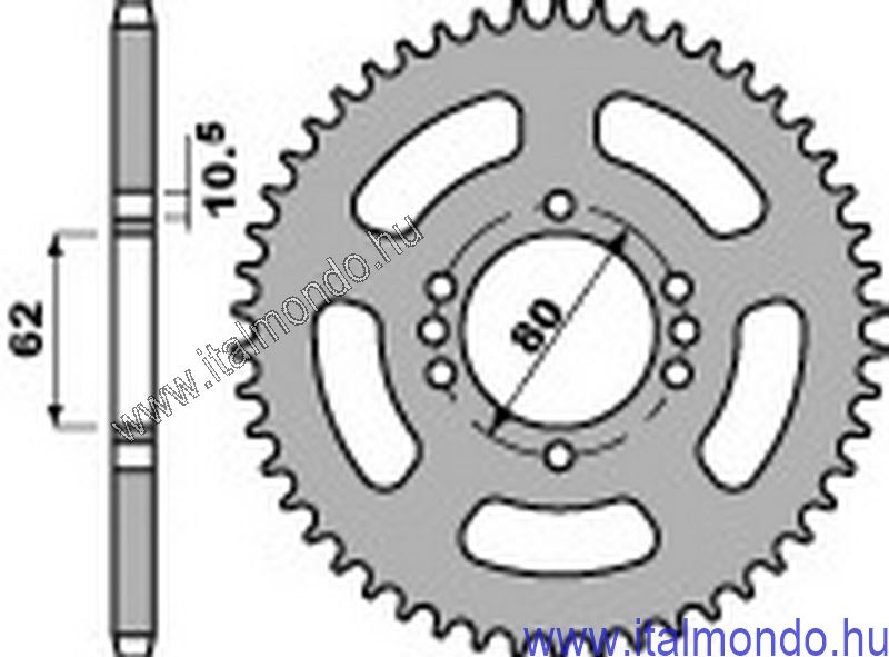lánckerék hátsó YAMAHA TDR-TZR 50-DT 80-125-XT-TTR P.B.R.