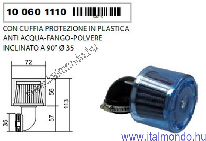 levegőszűrő D=35 90° RMS