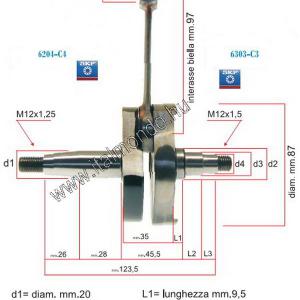 főtengely VESPA PK 50 XL-APE 50 erősített, átalakí CIF