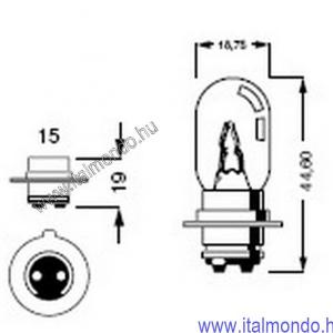 izzó 12V 18/18 japán PX15D-19 1 csapos