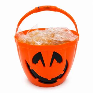 Halloween 1200g keménycukorka LED-es vödörben