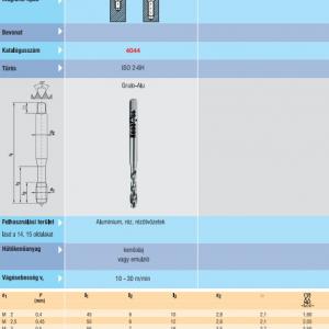 4044 Gépi menetfúró M10 DIN371 45° Alu