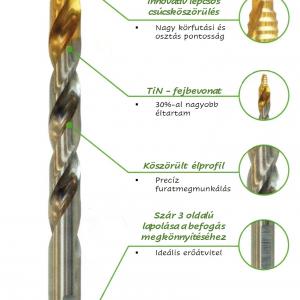 43386 Tornádó csigafúró készlet 4,0/5,0/6,0/8,0+10,0 mm HSS-GK DIN338