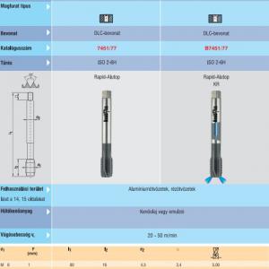 7451/77 Gépi menetfúró M12 DIN371 DLC