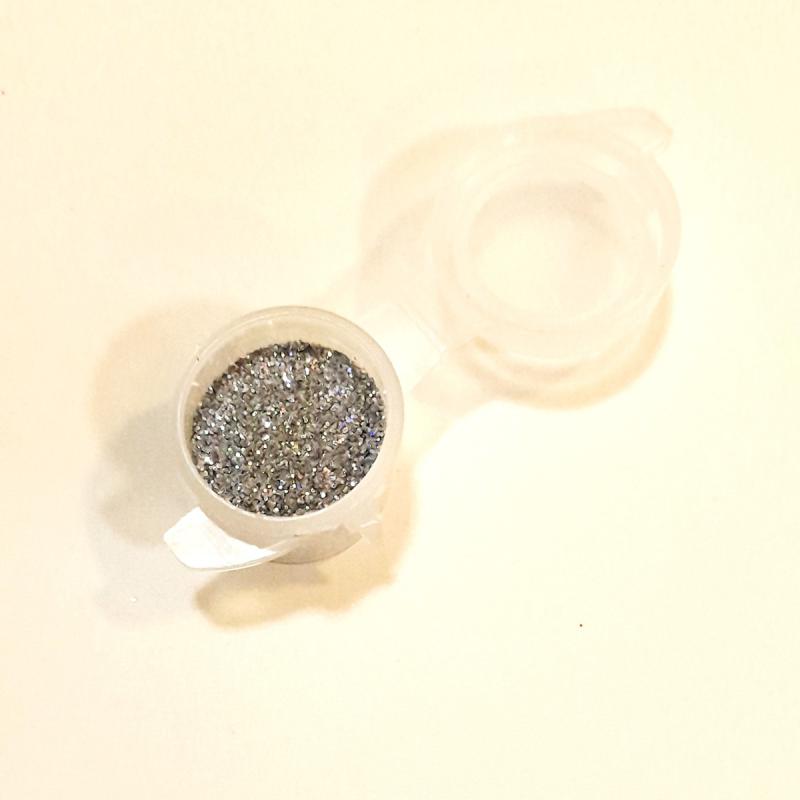 Aprószemű glitterpor, hologrammos ezüst, 3 ml