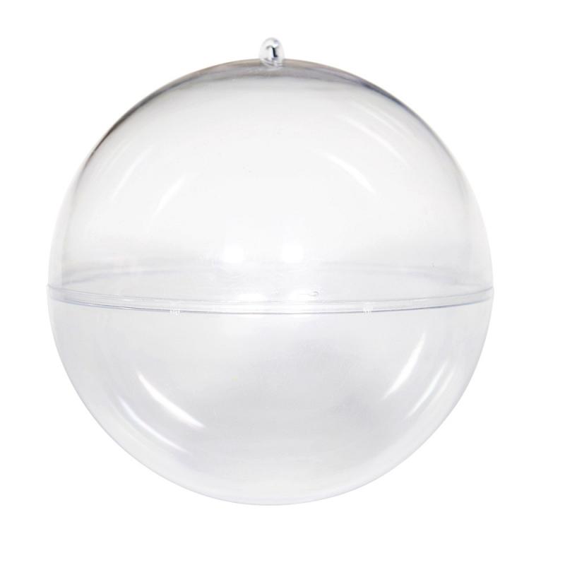 Átlátszó akril gömb, keresztben nyitható. Mérete. 12 cm