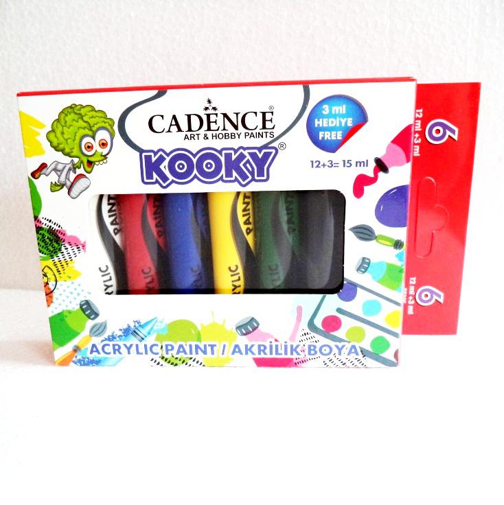 Cadence Kooky akrilfesték szett gyerekeknek, 6x15 ml
