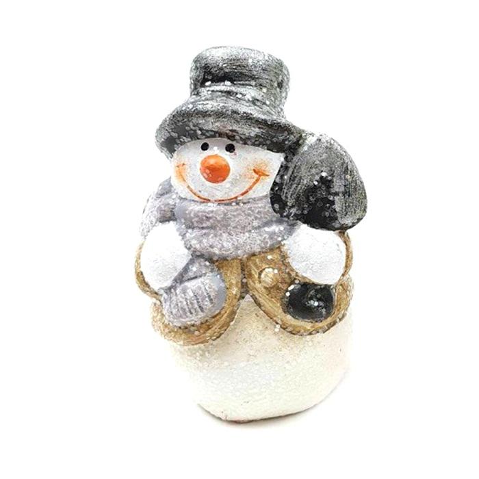 Fekete kalapos havas hóember figura lapáttal. Mérete: