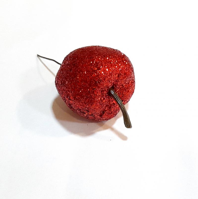 Glitteres alma, piros, mérete: 35 mm