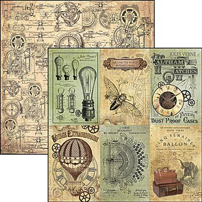 Kétoldalas scrapbook papír - Verne cards