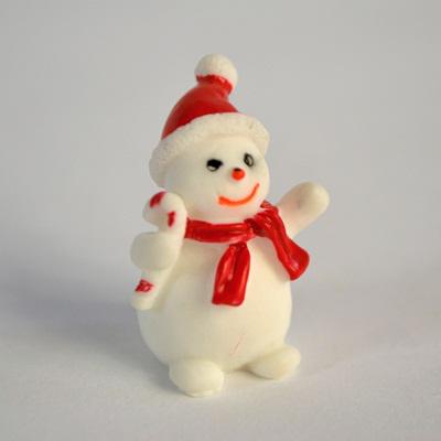 Mini hóember cukorpálcikával, magassága:  28 mm