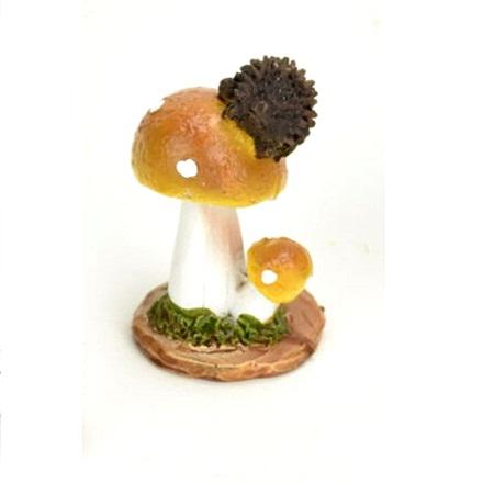 Mini kerámia gömbölyű gombák sünivel, mérete: 40x60 mm