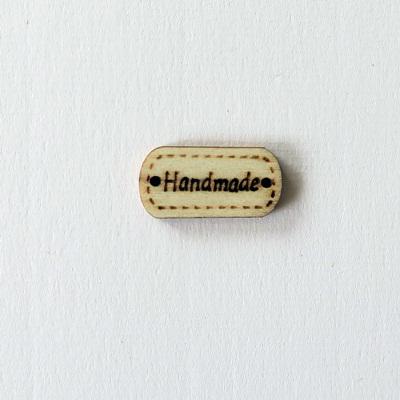Natúr fa 'Handmade' címke, mérete: 24x11 mm