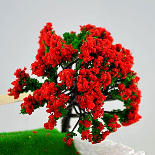 Piros virágos fa, mérete: 60x80 mm