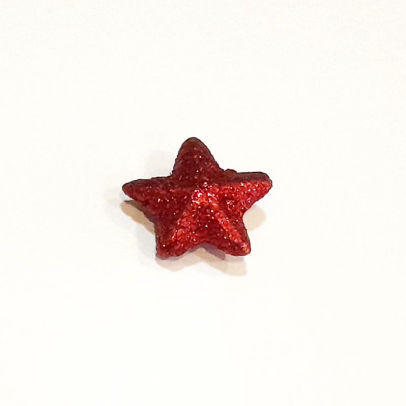 Polisztirol csillag, csillámos, piros. Mérete: 35 mm
