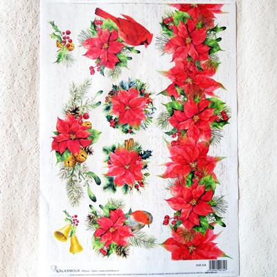 Rizspapír – mikulásvirágok, mérete: 32x45 cm
