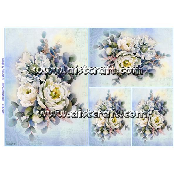 Rizspapír - Fehér virágok