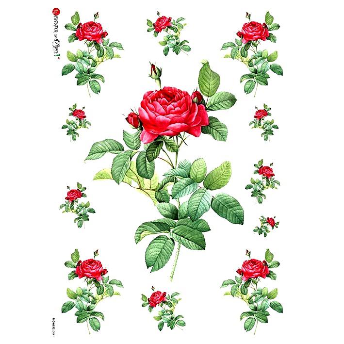 Rizspapír - piros rózsák