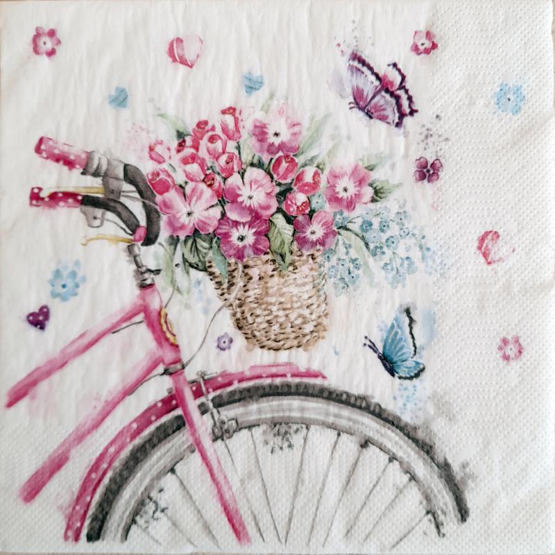 Szalvéta – bicikli virágkosárral