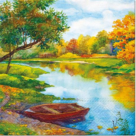Szalvéta – festett táj folyóval