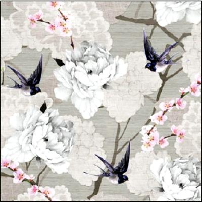Szalvéta – Oriental flowers grey