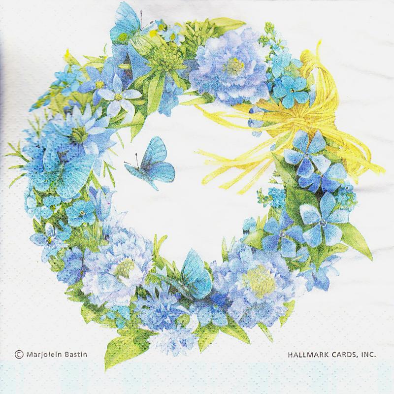 Szalvéta - kék virágkoszorú
