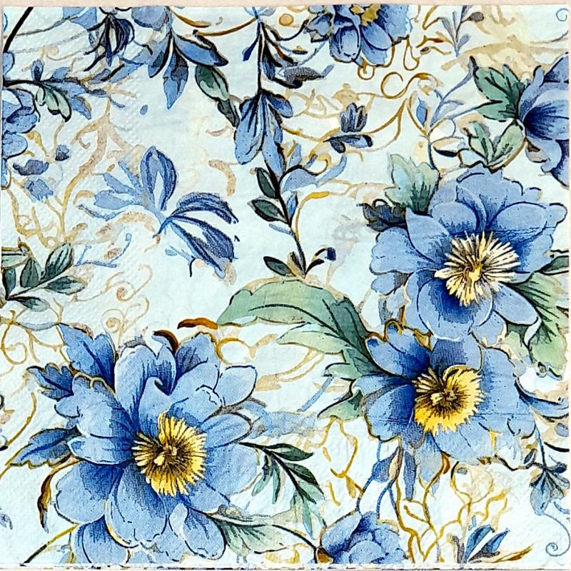 Szalvéta - kék virágok