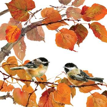 Szalvéta - Madárkák őszi levelekkel