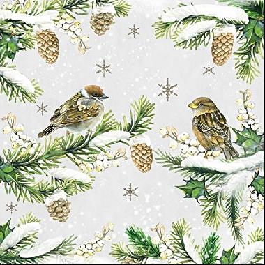 Szalvéta - Sparrows in snow