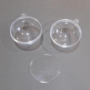 Átlátszó műanyag gömb, 3 részes. Mérete: 6 cm