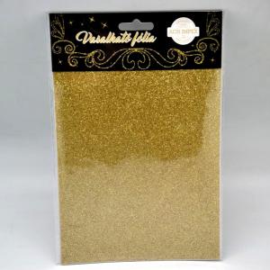 Vasalható glitteres fólia (textilre), arany, 2 lap/csomag. Mérete: A5