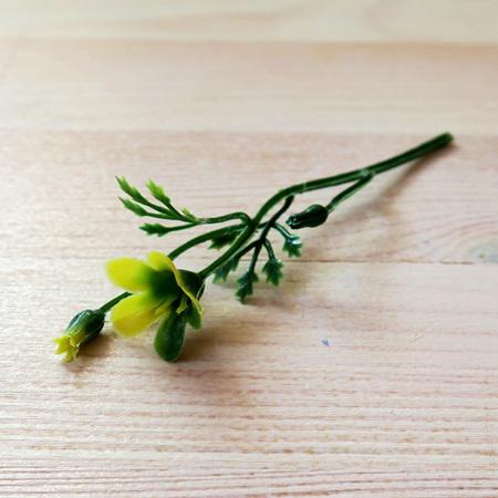 Virágszálacska, sárgászöld. Teljes hossza: 10 cm, virág mérete: 15x15 mm