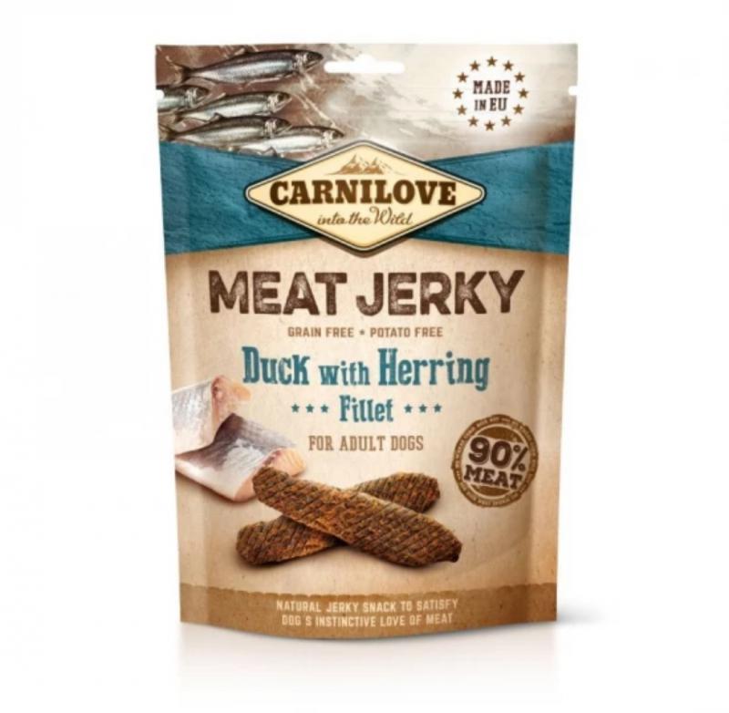 Carnilove Jutalomfalat Jerky Duck & Herring Fillet – Kacsa heringgel 100g