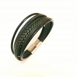 Férfi bőr és acél karkötők