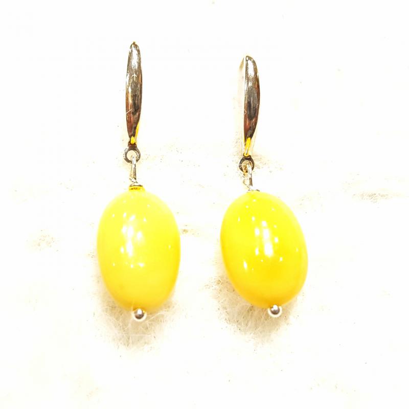 Borostyán ezüst fülbevaló akasztós Jubilex 189