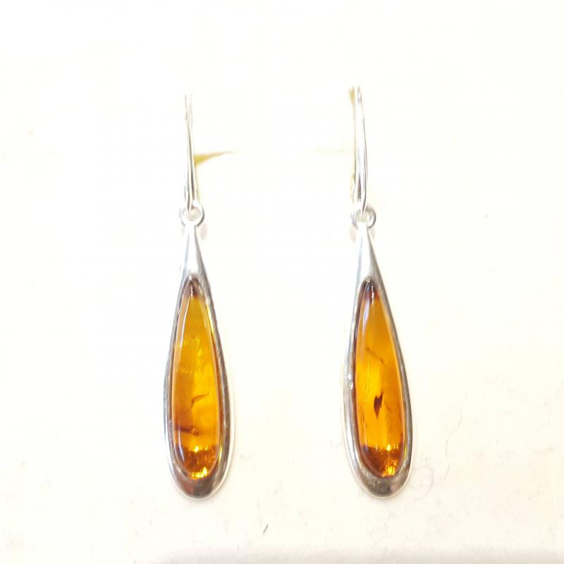Borostyán ezüst fülbevaló akasztós Jubilex 495