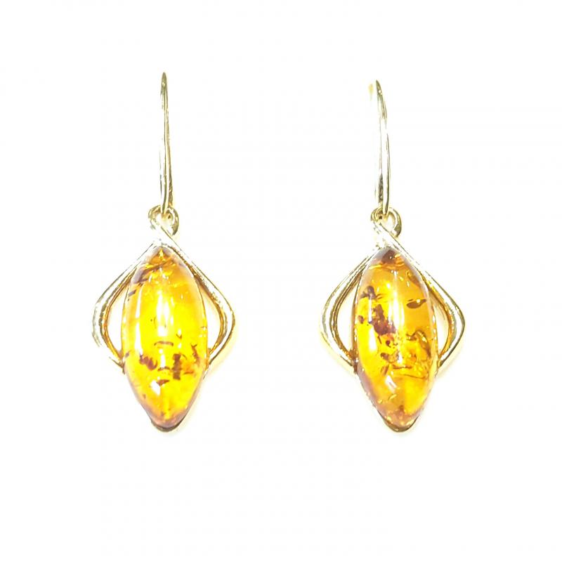 Borostyán ezüst fülbevaló akasztós Jubilex 651