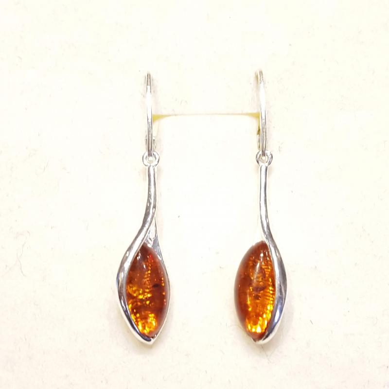 Borostyán ezüst fülbevaló akasztós záras Jubilex 460