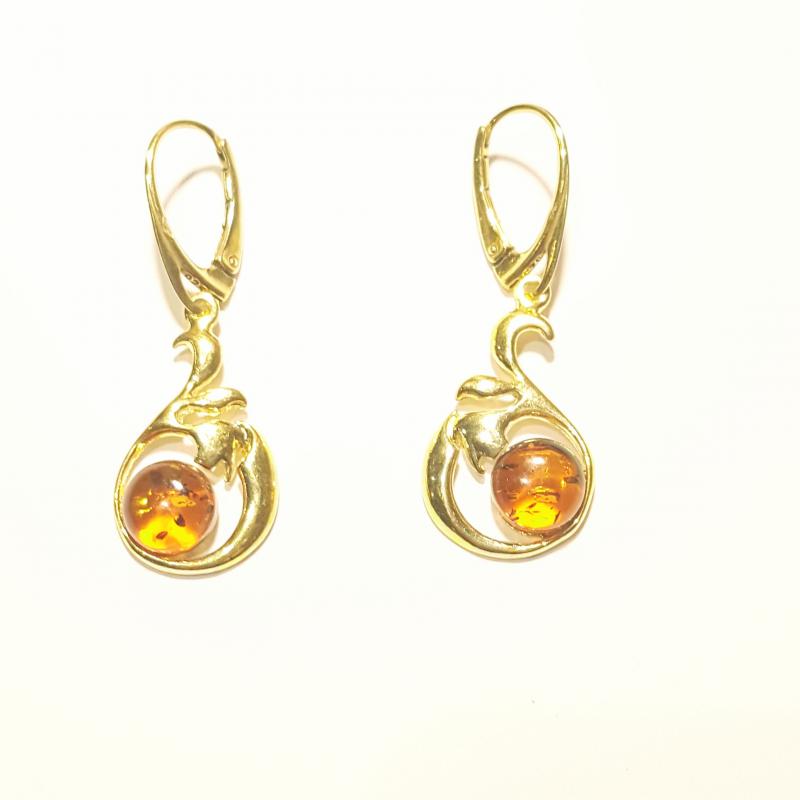 Borostyán ezüst fülbevaló aranyozott Jubilex 563