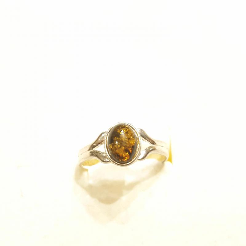 Borostyán ezüst gyűrű Jubilex (méret 59)  672