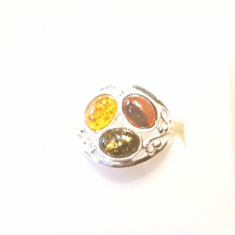 Borostyán ezüst gyűrű többszínű Jubilex  420 (méret 58)