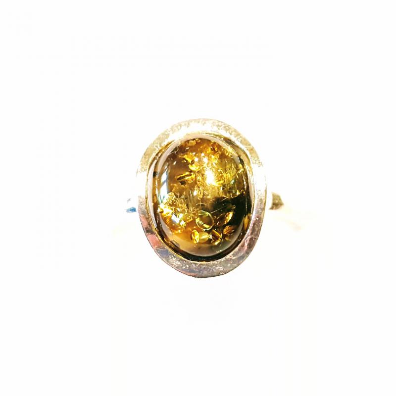 Borostyán ezüst gyűrű zöld Jubilex  374