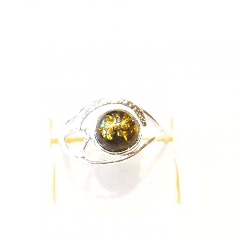 Borostyán ezüst gyűrű zöld Jubilex  399