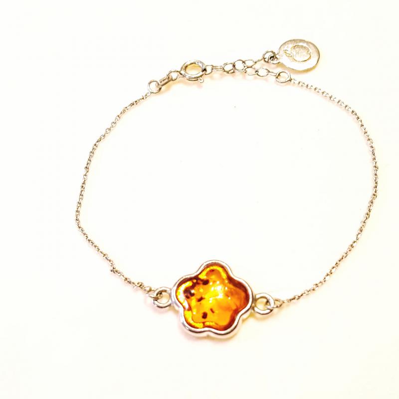 Borostyán ezüst karkötő karlánc virág Jubilex  633