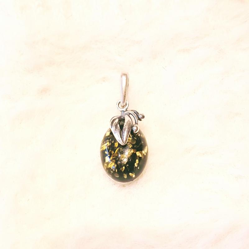 Borostyán ezüst medál zöld Jubilex 145