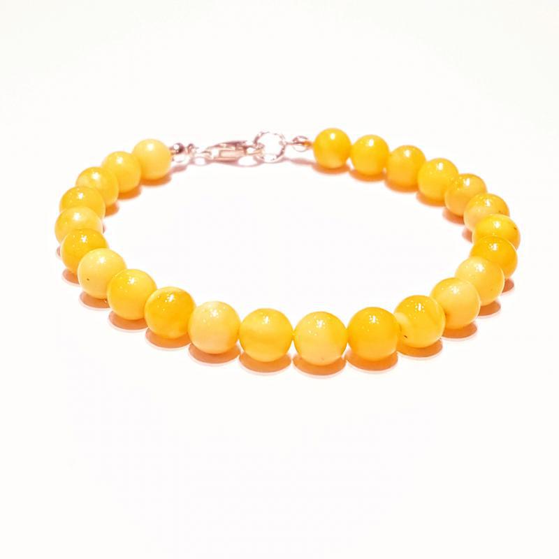 Borostyán gömb karkötő sárga opak Jubilex (8mm) 554