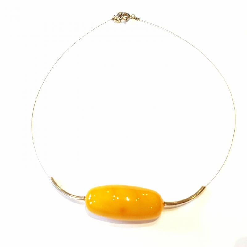 Borostyán nyakék fonott ezüst sodronyon Jubilex 366