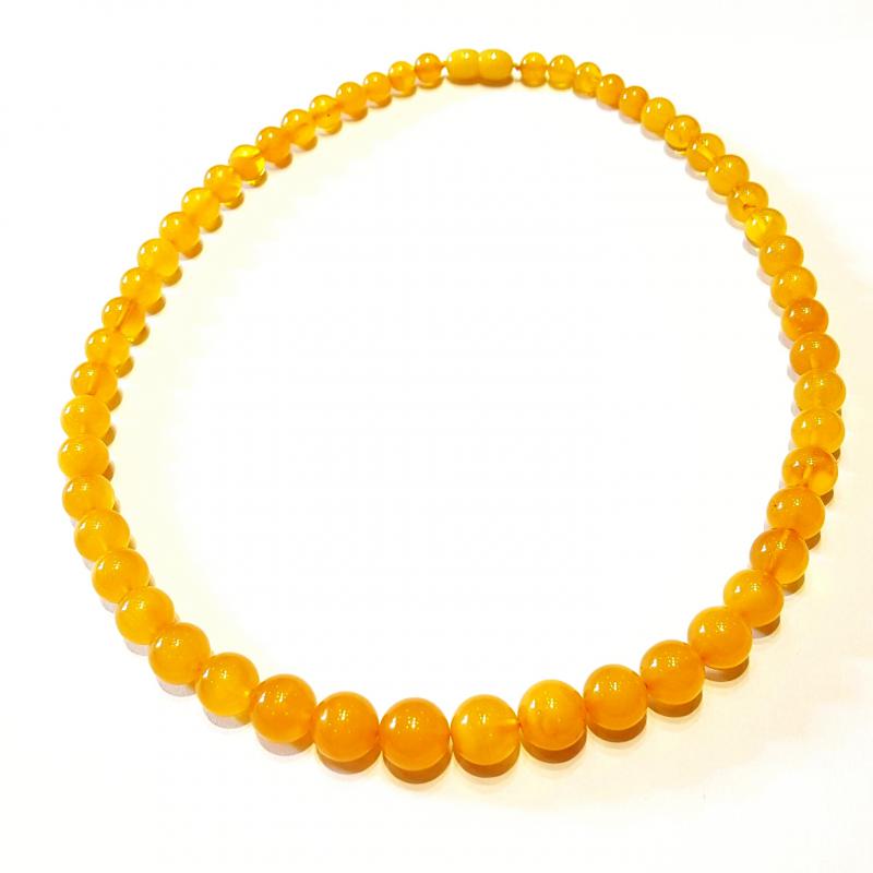 Borostyán nyakék gyöngysor sárga opak gömb alakú gyöngyökből 471