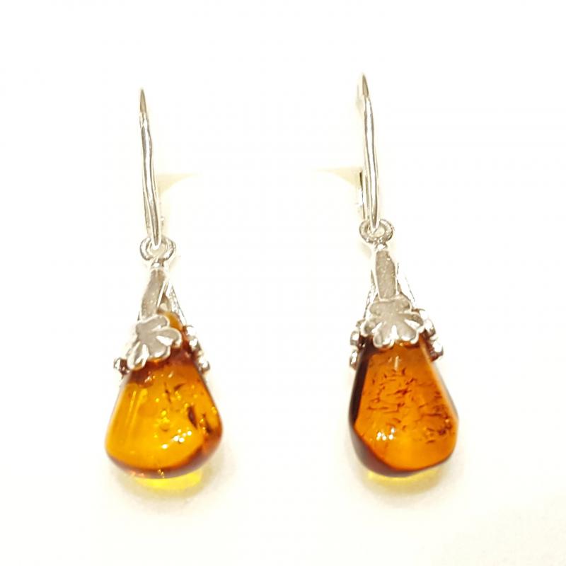 Borostyánköves ezüst fülbevaló lengyel Jubilex 275