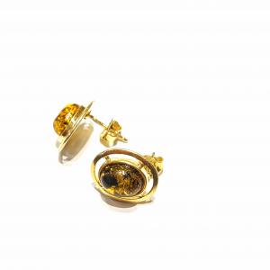 Borostyán aranyozott ezüst fülbevaló stiftes Jubilex 701